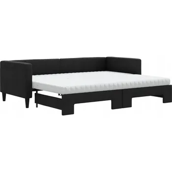 Pohovka Černá rozkládací pohovka 2-v-1 s matracemi 223 x 90 x 68 cm