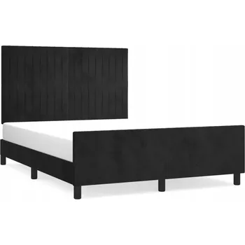 Postel Rám postele s čelem, černá, 203 x 146 x 118/128 cm, samet