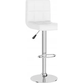 Barová židle Barová Židle otočná, nastavitelná, umělá kůže bílá, 40x47x(90-111)cm