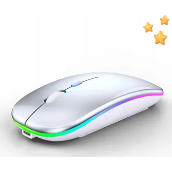 BEZDRÁTOVÁ MYŠ BLUETOOTH 5.2 A 2.4G DUAL MODE TICHÁ 3 ÚROVNĚ DPI STŘÍBRNÁ