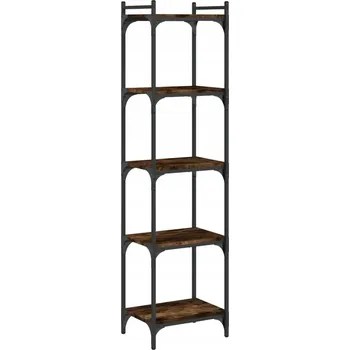 Knihovna Regál na knihy s kovovým rámem, kouřový dub, 40x30x154 cm