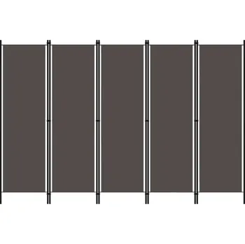 Paraván Paraván 5-dílný antracitový 250x180 cm, železo s práškovým nástřikem