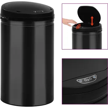 Odpadkový koš Automatický odpadkový koš 40 l s senzorem, ocel, ABS, černý, 3