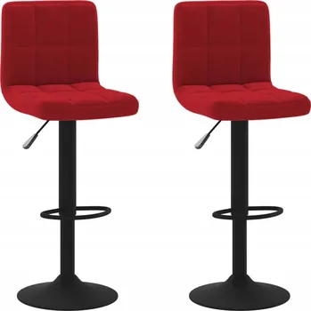 Jídelní židle Barové židle/Hokery z sametu a oceli, otočné, nastavitelné, vínově červená, 40x