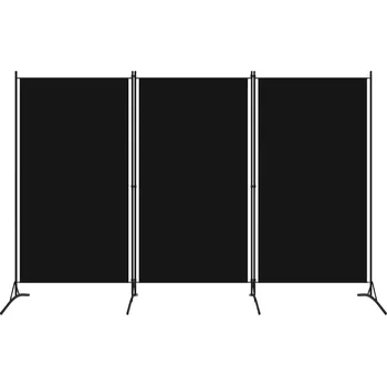 Paraván Paraván z tkaniny a železa, černý, 260 x 180 cm