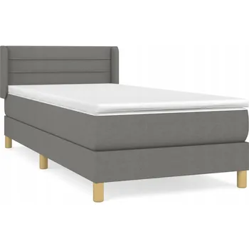 Postel Kontinentální postel světle šedá 203 x 103 x 78/88 cm s matrací 100 x 200 x