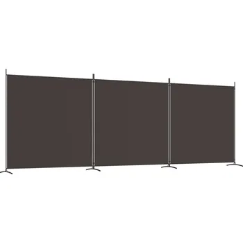 Paraván Paraván skládací, 3dílný, textil hnědá, 525x180 cm, železo