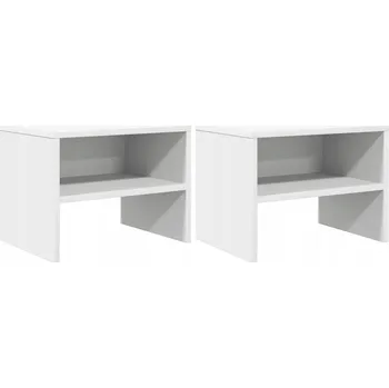 Konferenční stolek Sada 2 bílých nočních stolků s otevřenou policí, 40x30x30 cm