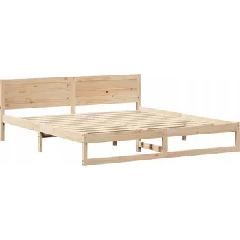 Postel Rám postele 200x200 cm s čelem z masivního borovicového dřeva, hnědý