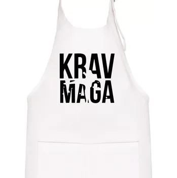 Kuchyňská zástěra Nápis Krav Maga - Dětská zástěra na vaření - Univerzální velikost ( Bílá )