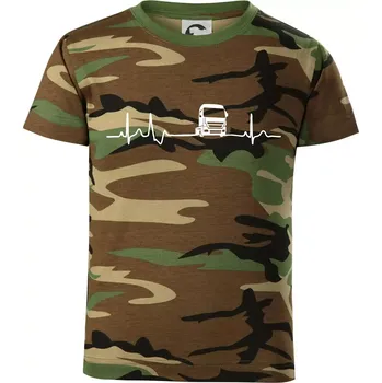 Moje srdce bije pro kamión - Dětské maskáčové triko - 146 cm/10 let ( Hnědý maskáč )