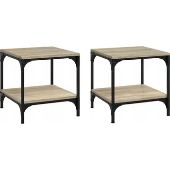 Konferenční stolek Industriální odkládací stolky dub sonoma, 40x40x40 cm, dřevotříska, ocel