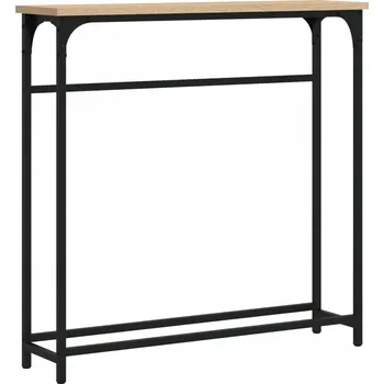 Konferenční stolek Konzolový stolek s kovovým rámem, dub Sonoma, 75x19,5x75 cm