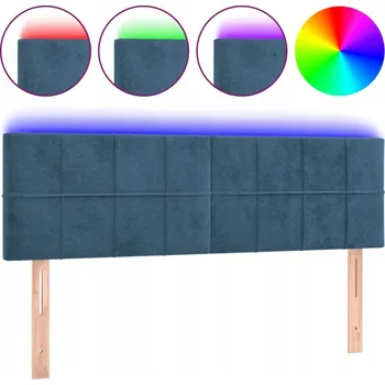 Čelo postele LED sametové nastavitelné tmavě modré 144x5x78/88 cm