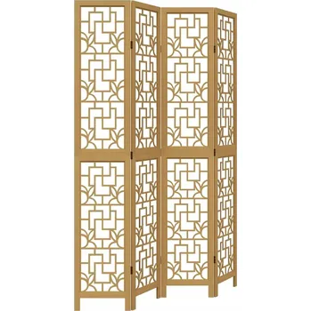 Paraván Paraván z masivního dřeva paulovnie, hnědý, 145x220 cm, 4 dílný