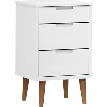 Noční stolek Noční stolek MOLDE z masivního borovicového dřeva, 40x35x65 cm, bílý