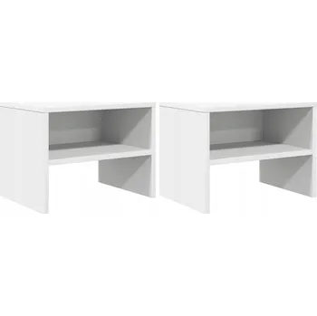 Konferenční stolek Sada 2 Bílých Nočních Stolků s Otevřenou Policí 40x30x30 cm