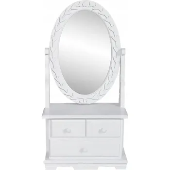 Toaletní stolek Toaletní nástavec ve vintage stylu se zrcadlem a zásuvkami, MDF dřevo, 26x13x50 cm