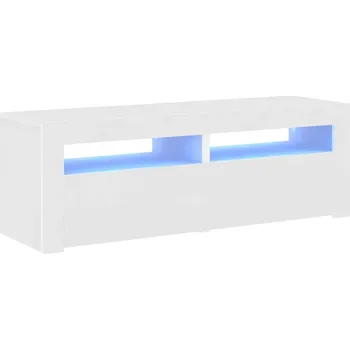 Televizní stolek TV stolek s RGB LED osvětlením, bílý, 120x35x40 cm