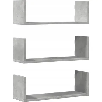 police Závěsné Nástěnné Police, Materiál na bázi dřeva, Šedá Betonu, 58x18x18cm
