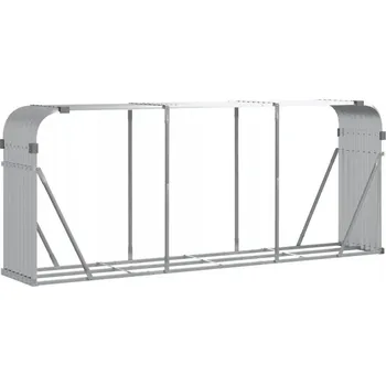 Stojan na palivové dřevo z pozinkované oceli, 234 x 45 x 100 cm, stříbrný