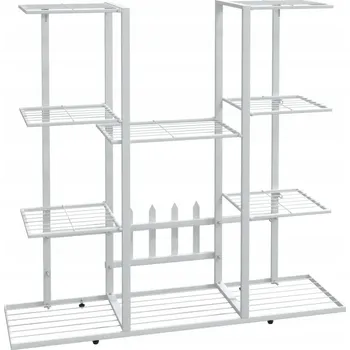 Květináč Železný držák na květináč s policí, bílý, 94,5 x 25 x 89 cm