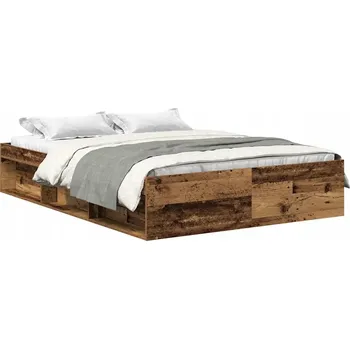 Postel Rám postele 203x163x35 cm, barva staré dřevo, materiál dřevotříska
