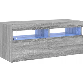 Televizní stolek TV stolek LED RGB, Materiál: dřevotříska, Barva: šedý dub Sonoma, 90x35x40 cm