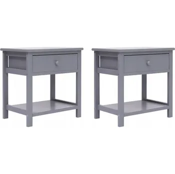 Noční stolek Dřevěné noční stolky se zásuvkou a poličkou, šedé, 40x29x42 cm