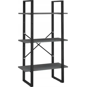 regál Regál z Masivního Borovicového Dřeva a Kovu, Šedý, 60x30x105 cm