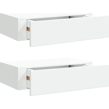 police Závěsná police se zásuvkou, MDF a kov, bílá, 40x23,5x10 cm