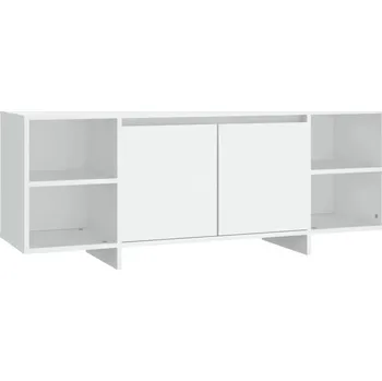 Televizní stolek TV stolek, 2 dvířka, 2 police, bílý, 130x35x50 cm