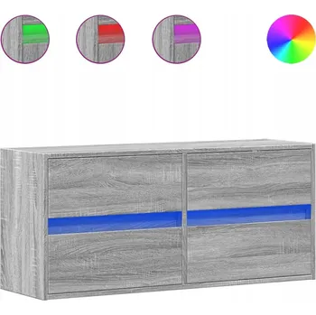Televizní stolek Závěsná skříňka pod TV s LED RGB a 4 zásuvkami, Šedý dub Sonoma, 100x31x45 cm