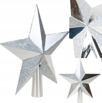 Vánoční dekorace ŠPICE NA VÁNOČNÍ STROMEK HVĚZDA Stříbrná stříbrný NEROZBITNÁ HVĚZDIČKA OZDOBA