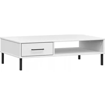 Konferenční stolek Konferenční stolek OSLO z masivního borovicového dřeva, bílý, 100x55x29 cm