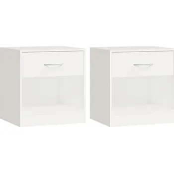 Noční stolek Noční stolek s zásuvkou a policí, bílý, 36,5x30,5x38 cm, MDF