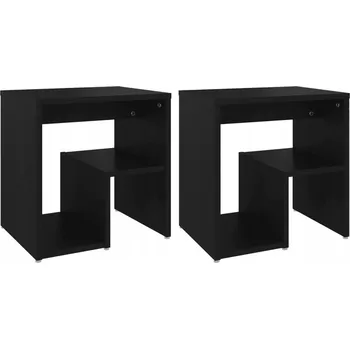 Noční stolek Noční stolek s poličkou, dřevěný kompozit, černý, 40x30x40 cm