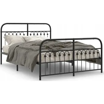 Postel Černý kovový rám postele 196 x 142 x 100 cm s čelem