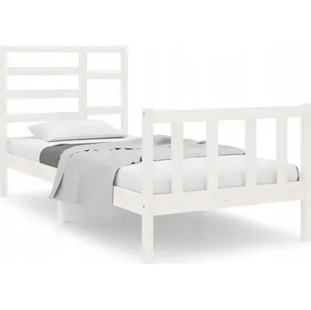 Postel Bílý dřevěný rám postele 195,5 x 96 x 104 cm z borovice, jednolůžko