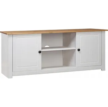 Televizní stolek Dřevěná TV skříňka rustikální bílo-přírodní 120x40x50 cm