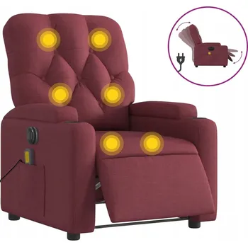 Křeslo Elektrické masážní křeslo s polohovatelným opěradlem, Vínově červená, 74x86,5x