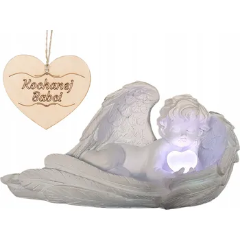 Svíčka HŘBITOVNÍ SVÍČKA PRO BABIČKU Anděl strážný LEŽÍCÍ ANDÍLEK RGB DO ZAHRADY NEBO NA HROB