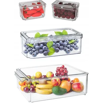 Dóza na potraviny KRABIČKA PRŮHLEDNÝ PRO SKLADOVÁNÍ LEDNIČKY S VÍKEM, 4KUSŮ