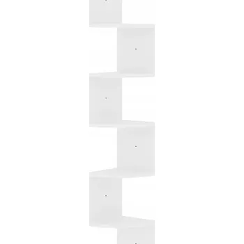 police Elegantní Rohová Nástěnná Police, Bílý Lesk, 19x19x123 cm