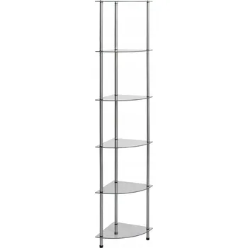 Knihovna Regál se skleněnými policemi, nerezová ocel, 30x30x160 cm, průhledný
