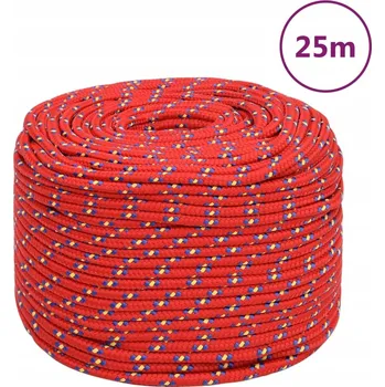 Železářství Polypropylenové lano pro jachting, červené, 6 mm x 25 m, nosnost 240 kg