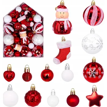 Vánoční dekorace Vánoční Baňky Mix tvarů, barva červená 72 ks