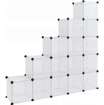 Knihovna Kostkový regál s 15 moduly, Průhledný, 155x32x153,5 cm