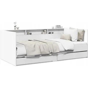 Postel Denní postel 2v1 se zásuvkami, bílá, 203x110x73 cm