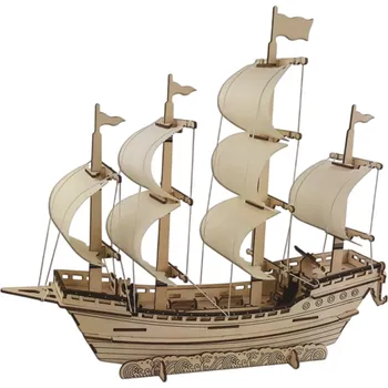ostatní stavebnice 3D dřevěné puzzle loď 39,5 × 10,8 × 34,3 cm 78 dílků Laserem řezaný model Ruční montáž s 3D návodem Realistická dekorace a dárek pro modeláře